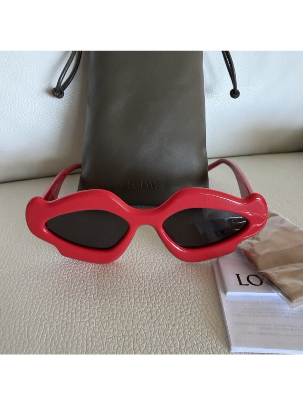 NEW LOEWE Sunglasses Oval Flame Red Acetate 100% Authentic - Picture 9 of 10